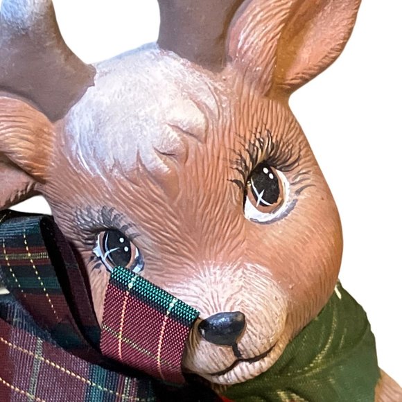 Ceramic Christmas Deer Reindeer Figurines Hand Painted - Picture 9 of 15